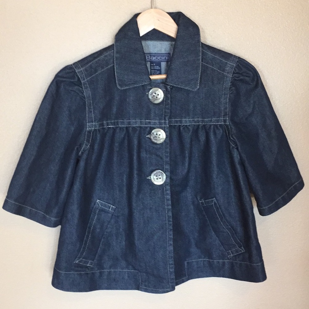 Baccini 3/4 Sleeve Dark Jean Jacket
